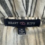 Heart Hips Romper Womens M White Black Striped Linen Button Coastal Beachy Size M Photo 4