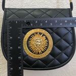 Vintage Unbranded Black Quilted Leather Medusa Sunburst Medallion Crossbody Bag Photo 7