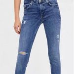 ZARA ✨ Mid Rise Skinny Ankle Sz 6 Jeans Raw Hem Dark Wash Distressed Destroyed✨ Photo 2