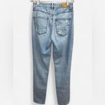 American Eagle  Mom Jeans Size 2 Long Distressed Light Wash Ripped Knees Photo 3