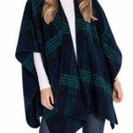 Woolrich  Blue Green Boucle Brooke Plaid Poncho Shawl One Size Photo 0