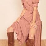 Reformation ๐๐ Annalise Embroidered Midi Wrap Dress ~ Praline XL Photo 1