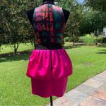 Milly An Original  of New York SILK Graffiti Abstract PINK Peplum Mini Dress 4 Photo 7