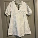 7 For All Mankind  White Puff Sleeve Babydoll Mini Tie Back Dress Large Photo 0