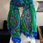 Vera Bradley Soft Fringe Emerald Paisley Scarf NWT Photo 2