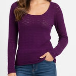 Catherine Malandrino Purple Knit Lace Trim Long Sleeve Top Size M Photo 0