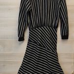 ZARA {S} Asymmetrical Striped Dress Black White Photo 6
