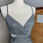Lulus  Forever a Diva Shiny Silver Metallic Lurex Cutout Mini Dress Small NWT Photo 3