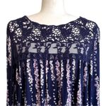 Living Doll Blue Pink Floral Lace Long Sleeve Boho Blouse Top Size Large NEW Photo 3