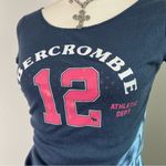 Abercrombie & Fitch Abercrombie‎ & Fitch Y2K Baby Tee Preppy Bella Swan Tight Eyelet Navy Womens S Photo 2
