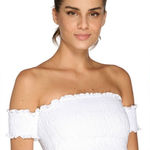 Me to We  White Shirred Cropped Top (S) Photo 0
