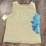 Susan Bristol Vintage Sweater Vest Women L Tan Blue Flower Pullover Grannycore Photo 5