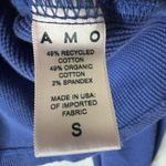 AMO Royal Blue Crew Neck Puff Shoulder Waffle Thermal Top Small Photo 4