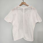 Liz Claiborne  100% Cotton Crochet Open Knit Short Sleeve Sweater White Nautical Photo 4