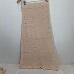 House Of Harlow 1960 2pc Set Crochet Knit Crop Top Skirt Fringe Beige size S Tan Photo 3