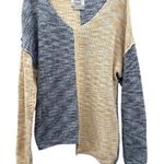 Urban Outfitters  Blue & Beige Knit‎ Long Sleeve Asymmetrical Sweater Size XS Photo 0