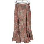 Free People  XL Ethereal Dainty Cottage Bordeaux Floral Ruffle Maxi Skirt Photo 7