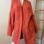 Anthropologie  Nuria Textured Chunky Cardigan Small Orange Coral Photo 1