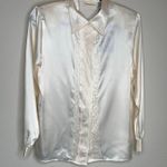 Jaclyn Smith VIntage NWT Satin Pleat Front Embroidered Placket Blouse IVory Sz 12 Photo 4