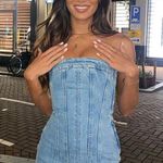 ZARA Mini Denim Dress Bandau Sleevless Blogger Casual Summer Photo 8