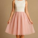 Vintage princess dress organza pink fit and flare with white sequin top Size XXS Photo 0