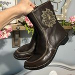 Tsonga Brown Leather Boots Ankle Booties Womens 38 7.5 South Africa Embroidered Photo 8