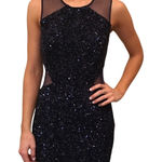 Parker  Black‎ Illusion Sequin Blue Cocktail Sheath Mini Dress Size L NWOT $460 Photo 0