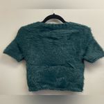Olivaceous  Teal Fuzzy Crop Top Photo 6
