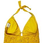 Kate Spade  New York Halter One Piece Swimsuit Saffron Yellow Embroidered Size M Photo 3