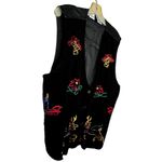 Vintage Bobbie Brooks Woman Christmas Holiday Black‎ Velvet Vest Black Size 26W Photo 3