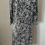 Garnet Hill  Women’s 3/4 sleeve Floral dress size large black white Photo 5