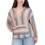 Lucky Brand NWT Women's Size Medium (8-10) Baja Sweater Hoodie, Multi Stripe M Photo 4