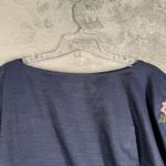 Nanette Lepore Nanette LaPore Shirt Blue Embroidered Floral Flowers Blouse Boho Chic Large Photo 3