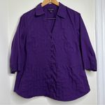 Fashion Bug  Dark Purple Dress Shirt Women’s Size 0X Pintuck detail Career Office Photo 0