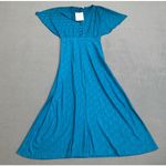 ZARA NWT  Maxi Dress S Women Aqua Geometric Print Button Front V Neck Flare Sleve Photo 0