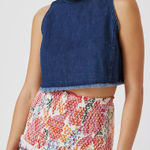 Anthropologie  Pilcro Sleeveless Denim Cropped Tank Medium Tie Bow Back Preppy Photo 0