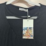 Milan Kiss New Black Long Blouse with sheer sleeve stripe size small Photo 4