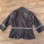 Miss LiLi Pin Stripe 3/4 Sleeve Fitted Office Siren Y2K Blazer Jacket Small Black Photo 1