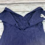 Donna Ricco  Silk Midi Dress Dots Navy Blue Cap‎ Sleeves V-Neck Back Zip [Size 8] Photo 5