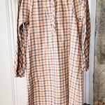 Vintage Flannel Cotton Plaid Long Sleeve Maxi Dress Brown Size L Photo 0