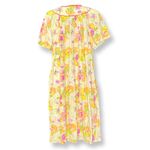 Emily Stacy Vintage Pearl Snap Floral House Dress Sz L Yellow Size L Photo 1