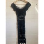 Vintage 90s Y2K HUGO BUSCATI Crochet Dress DARK COTTAGECORE Sheer Knit Fits Sz 0 Black Photo 4