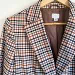 A New Day Brown Pink Rust Plaid Two Button Tailored Blazer Jacket Oversized Small Lined Photo 4