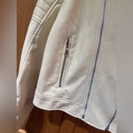 ZARA  Vegan Faux Leather Motorcycle Moto Zippered Jacket in Winter‎ White Size XL Photo 8