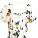Hayden  Los Angeles Cream Floral Puff Sleeve Mini Tiered Dress with Pockets Small Photo 3