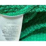 Talbots  Knit Sweater Fringe Sleeve Kelly Green Size L Large Cotton V-Neck Photo 5
