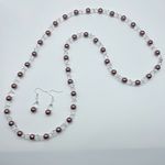 Beaded Necklace Earrings Set Glass Crystals Pearls Formal Elegant Statement Gift Silver Photo 1