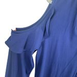 The Limited  Navy Blue Ruffled Cold Shoulder Long Sleeve Light Blouse Size M Photo 3