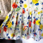 Pearl Lela Rose Dress Floral Poplin Flounce Hem Shirtdress Blue Multi XS GUC Photo 3