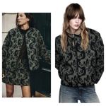 ZARA Olive Green Printed Puffer Quilted Jacket Size Small Lightweight Boho Photo 7